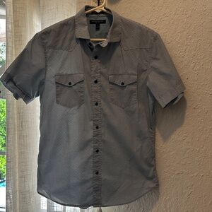 Banana Republic Blue Patterned Short Sleeve Shirt